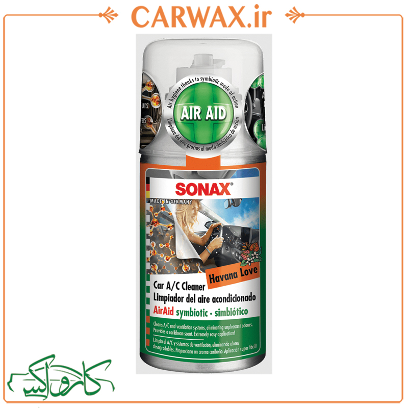 اسپری تهویه کولر سوناکس SONAX Car A/C Cleaner AirAid Symbiotic Havana Love